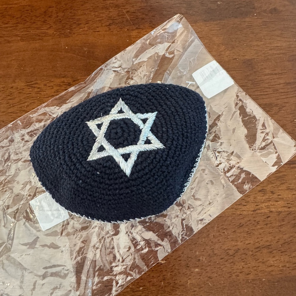 New KIPPA Star of David Crochet Blue-Silver Yamaka Yarmulke Blue Jewish Hat
